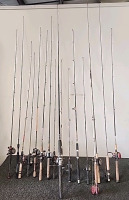 Various Fishing Poles, Shakespeare Ugly Sticks, Fly Rods And Reels.