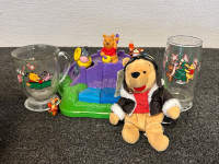 Box Of Collectibles: Winnie The Pooh Glassware and Toys, Salt and Pepper Shakers, Candle Snuffers, and More - 2