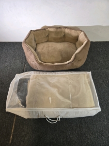 Medium Dog Bed, Tan Blanket
