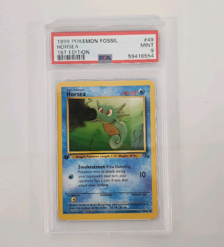 1999 Pok&eacute;mon Fossil #49 Horsea 1st Edition In Mint Condition!