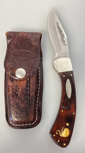 Case Sidewinder Folding Knife With Leather Sheath
