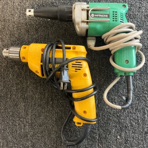 DeWalt DW100 3/8" VSR Corded Drill, Hitachi Corded Drywall Screwdriver