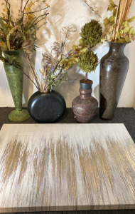 Lg. Decorative Vases & Canvas Wall Art