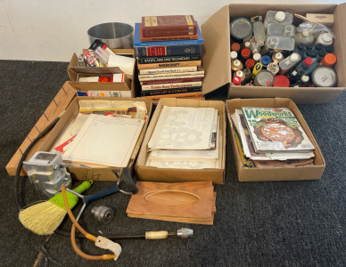 Woodworking Lot &mdash; Stains, Glues & Other Containers, Woodworking Books / Handbooks & Stencils, & More