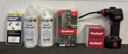 AirHawk Pro Mini Air Compressor, (2) Bottles of Gear Lubricant, Huge Assortment of Doorknobs, & More!
