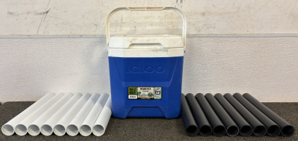 Igloo Cooler & (16) 15&rdquo; PVC Pipes