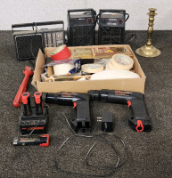 (2) Skil 3/8" (10mm) Cordless Drill And Driver, Skil FlexiCharge Battery Charger, (2) Mini Space Heaters, and More