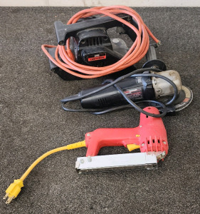 Craftsman 3 Inch Belt Sander, Craftsman Industrial 4 1/2 Inch Disk Grinder, And An Arrow Electro-Matic Electric Staple Gun!