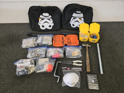 Assorted Tools, Drills Bits, Bags & More