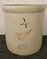 Antique Red Wing 4 Gallon Stoneware Crock, Lava Lamp, Wall Paper, (2) Pairs Of Boots & More - 2