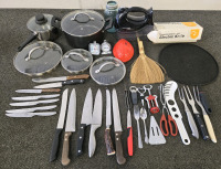 Knives, Hamilton Beach Electric Wisk, Pots w/Lids, Electric Knife & More