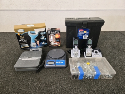 Rechargeable Foot File, Salt Crystal Night Light, (2) Landline Phones, (2) Electric Scales & More