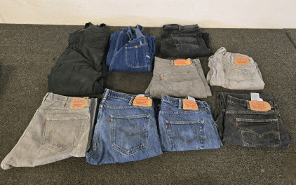 (7) Pairs Of Jeans W40 L30, (1) Overalls, (1) Snow Pants