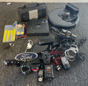 Eufy Robot Vacuum, Eufy Baby Monitor Screen, Night Owl 8 Channel Wired DVR, Case Of CDs With Songs, Charging / Other Cables, RCA Mp3 Player, Etc.