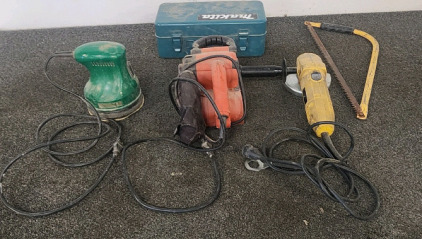 Thakita Round Sander, Turtle Wax Sander, Black And Decker Dragster Sander, And. A DeWalt Angle Grinder!