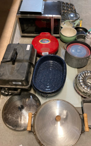 Magic Chef Microwave, Quesadilla Maker, & Various Cookware
