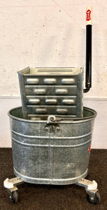 White Galvanized Rolling Mop Bucket