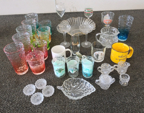 Welch's Collectors Edition Glasses, And A Box of Glasswares