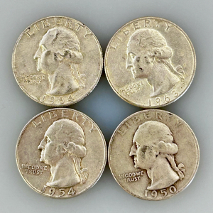 (4) Silver Quarters (90%)