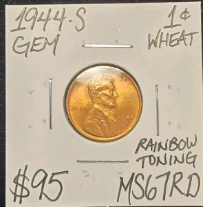 1944-S MS67RD RED GEM WHEAT COPPER CENT