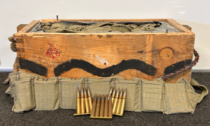 Ammo Crate With Bandoliers Containing 8mm Turkish Mauser 1941/1942 Silver Tip Ammo