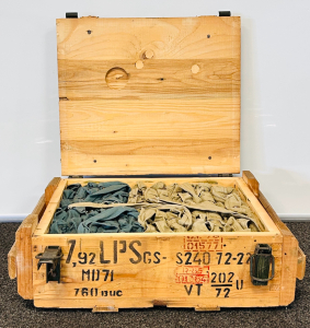 Ammo Crate With Bandoliers Containing 8mm Turkish Mauser 1941/1942 Silver Tip Ammo
