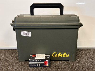 Cabelas Ammo Box With (200) Rounds of Herters Select Defense 00Buckshot 12 Ga. 2 3/4" Cartridges