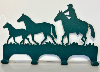 Teal Colored Metal Coat Hanger by Jacks Metal Works