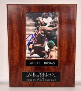 Autographed Michael Jordan Plaque "Air Jordan" with Certificate Signature Series 1394 of 5,000