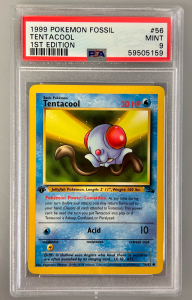 PSA Graded Pok&eacute;mon Card 1999 Pok&eacute;mon Fossil "Tentacool" 1st Edition