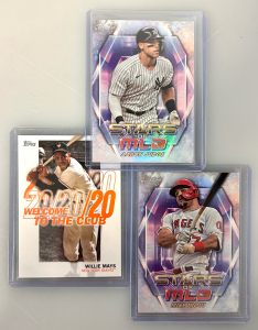 (3) Collectible Baseball Cards: Aaron Judge, Mike Trout, and Willie Mays