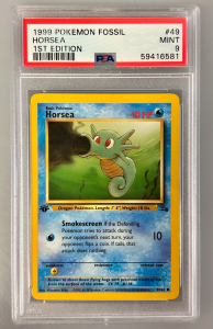 PSA Graded Pok&eacute;mon Card 1999 Pok&eacute;mon Fossil "Horsea" 1st Edition
