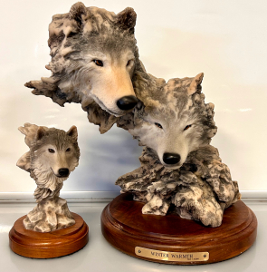 Wolf Sculpture "Winter Warmth" By Randy Reading 735/4000 and "Lobo #4102" Mill Creek Studios