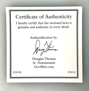 2014 Uncirculated Liberty Dollar With Certificate Of Authenticity