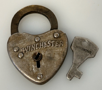 Small Vintage Iron Winchester Lock with Key
