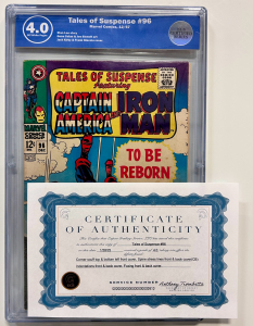 Collectible Marvel Comics "Tales Of Suspense Featuring Captain America And Iron Man #96" EGS Certified Series Comic Book With Certificate Of Authenticity