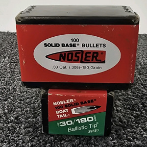 (2) Boxes Of Nosler .30 Cal/180gr Solid Vase Bullets- 200 Total Count