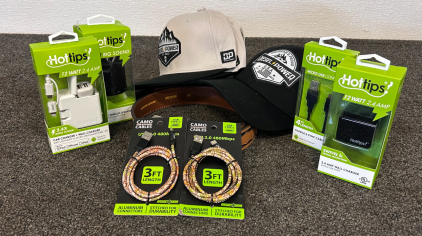 Browning Belt Size 34, (4) Diesel Power Gear Caps, and (4) Hot Tips Wireless Speaker, Chargers and Cables