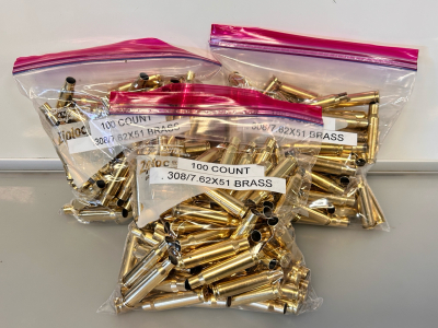 (300) Count .308/ 7.62x51 Brass Casings
