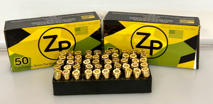 (2) Boxes Of Zinc Point 9mm 115 Gr. (100 Rounds Total)