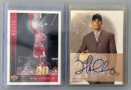 '93-'94 Upper Deck Michael Jordan Card and Topps Autographed Mike Dunleavy Card