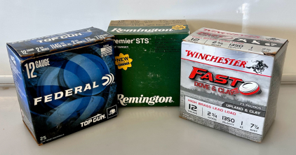 (1) full Box Of Remington Premier STS Light Target and (2) Partial Boxes of Federal/ Winchester 12 GA. Shotgun Cartridges