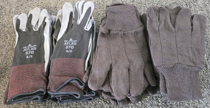 *New* (10) Showa Atlas 370 Rubber Grip Gloves, (12) Black Cotton Work Gloves- Size Small