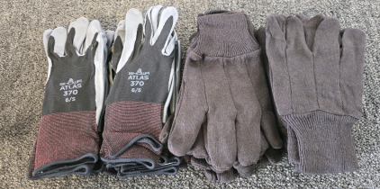 *New* (10) Showa Atlas 370 Rubber Grip Gloves, (12) Black Cotton Work Gloves- Size Small