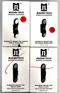 (4) Magne-Tech Magnetic Mounts For Vortex VMX-3T Magnifier, Sig Sauer Romeo MSR, and Molle Clips