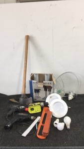(3) Drills, Chainsaw Cover, Axe, Boot Dryer, Lights