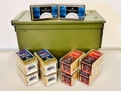Metal Ammo Box With (500) Rounds Of .22 Mag Ammo