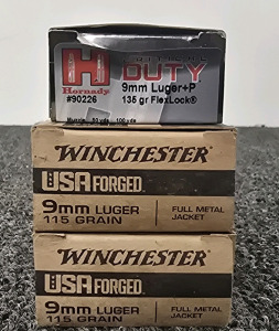 (2) Winchester 9mm; (1) Hornady (25 Round) 9mm Ammunition