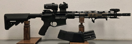 Combat Armory CA15 5.56/.223 Multi-Cal Semi Automatic Rifle With Dual Optic Setup, Flashlight And Extra Magazine-- AA94620