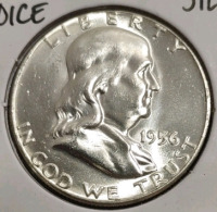 1956 MS64 Choice Silver Franklin Half Dollar - 3